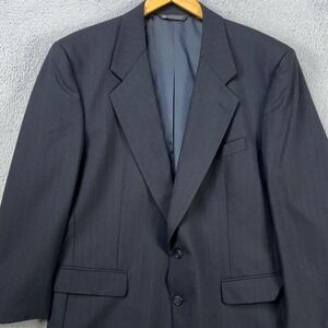 VINTAGE Christian Dior Mens Sport Coat Blazer 44R Navy Pinstripes 100% Pure Wool